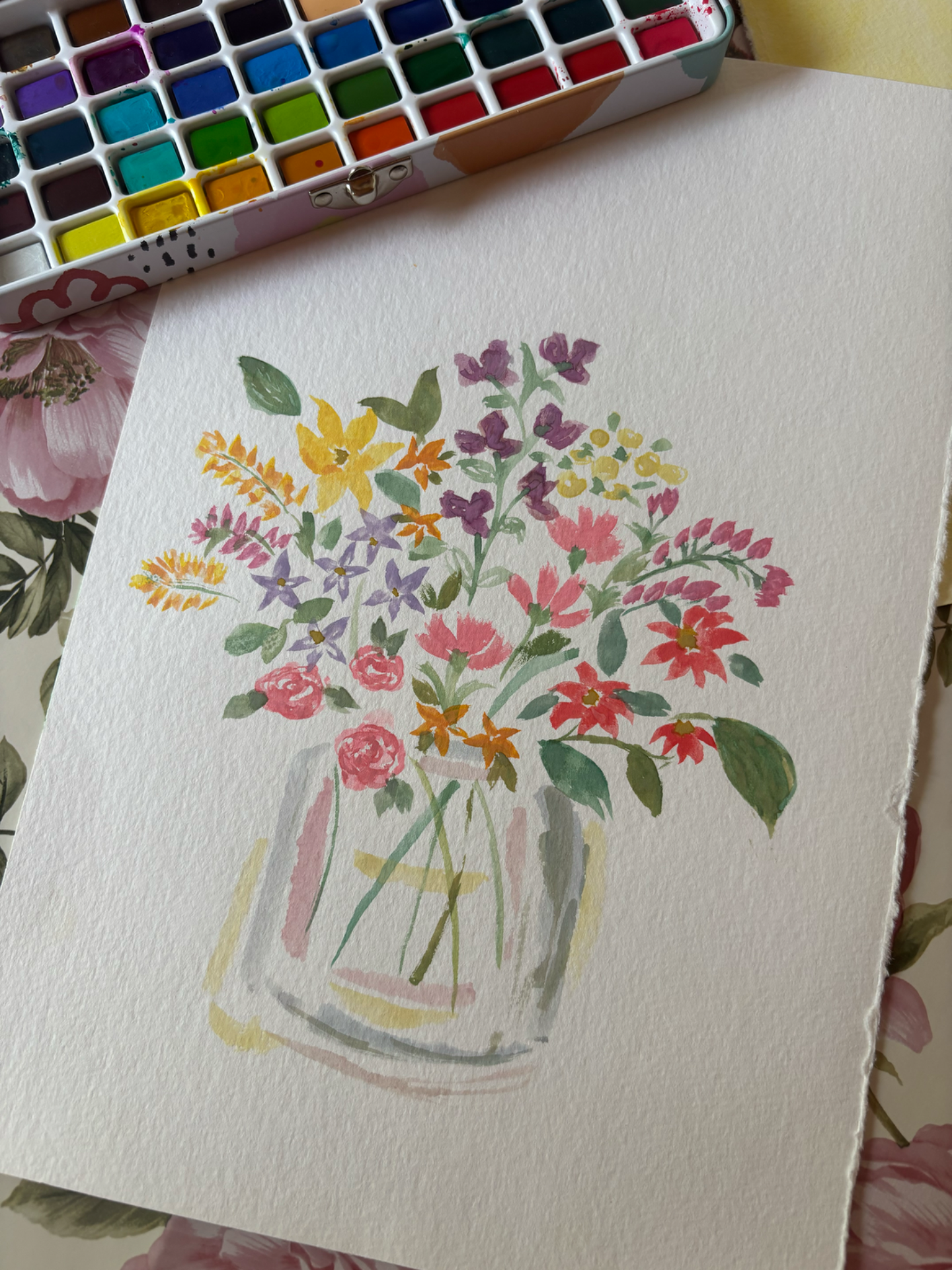 Flowers in a vase (watercolor)